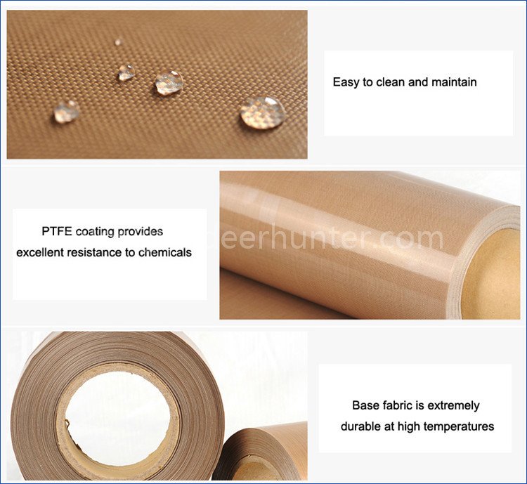 PTFE Glass Fiber Brown Teflon Coated Fabrics Non Adhesive
